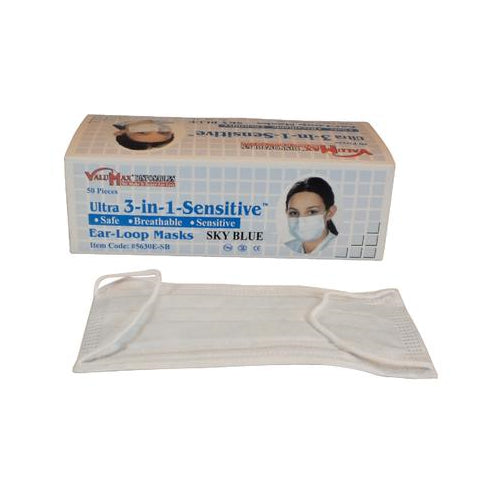ValuMax 5630E-SB Ultra 3-in-1 Earloop Face Masks ASTM Level 2 50/Bx Blue ValuMax 5630E-SB Ultra 3-in-1 Earloop Face Masks ASTM Level 2 50/Bx Blue